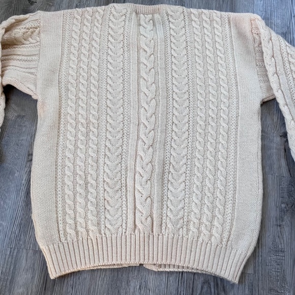 Blarney Woolen Mills Pure New Wool Knit Cream Sweater Cardigan, Size Medium - Picture 10 of 11